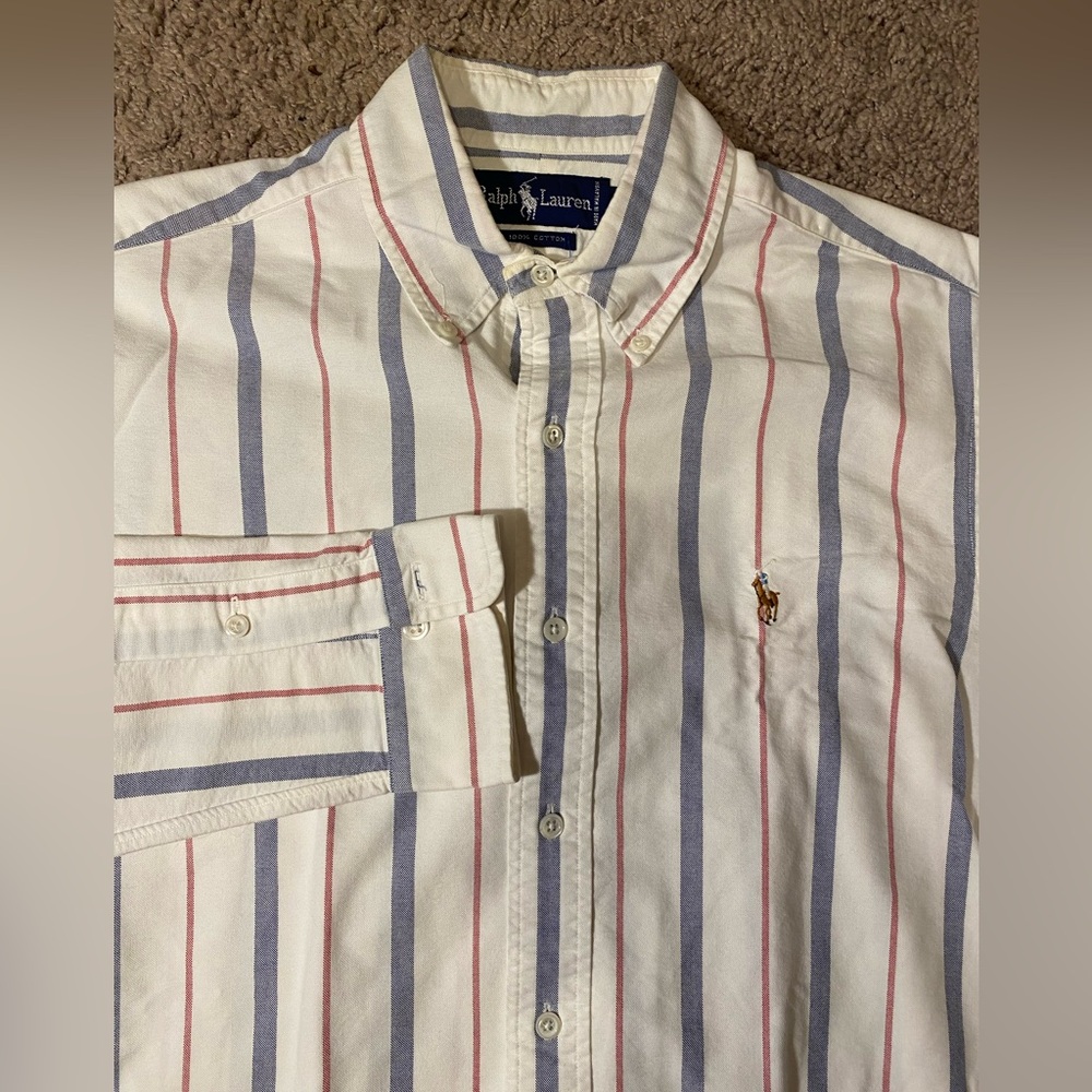 Ralph Lauren Button Up Down Classic 90s Wallstreet Business Mens Size 15.5 Shirt